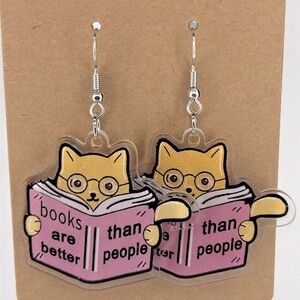 Books Dangle Earrings 2D Acrylic